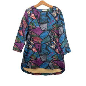 Women Tunic Dress M/L Heavy Quilted Artsy Art2Wear Lagenlook Graffiti Streetwear
